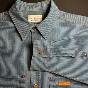 Vintage Avirex Jacket‎ Men's Medium Blue Denim Hickory Stripe Button  Workwear